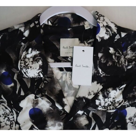 Paul Smith Men's Sz M Blue Gents Dotted Floral Print S/S Button-Up Shirt $175 - Picture 6 of 6
